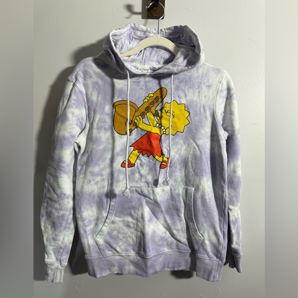Lisa Simpson Women’s XS Saxophone Purple Tie Dye Sweatshirt Hoodie | SKU 0208